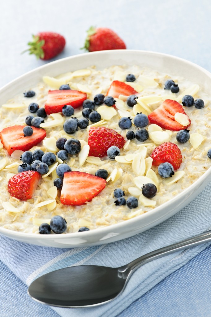 Bowl of gluten-free oatmeal with berries
