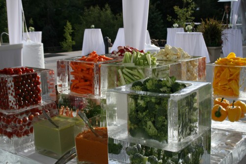 Vegetable ice display done for a wedding in Vail, CO