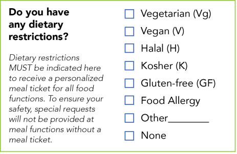 food allergy dietary form question events registration needs avoid catastrophes meetings thrive pcma created inspired part