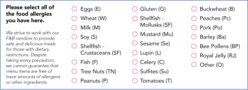 Registration Form - Food Allergies