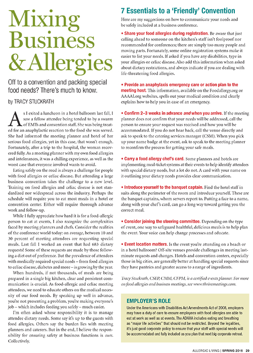 Allergic Living Spring 2016 p29 US Business Trip