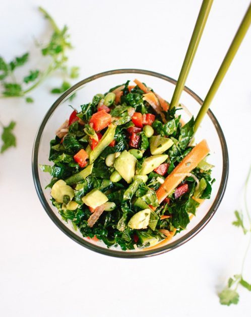 Chopped Kale Salad with Edamame, Carrot and Avocado from Cookie & Kate | vegan lunch ideas for meetings