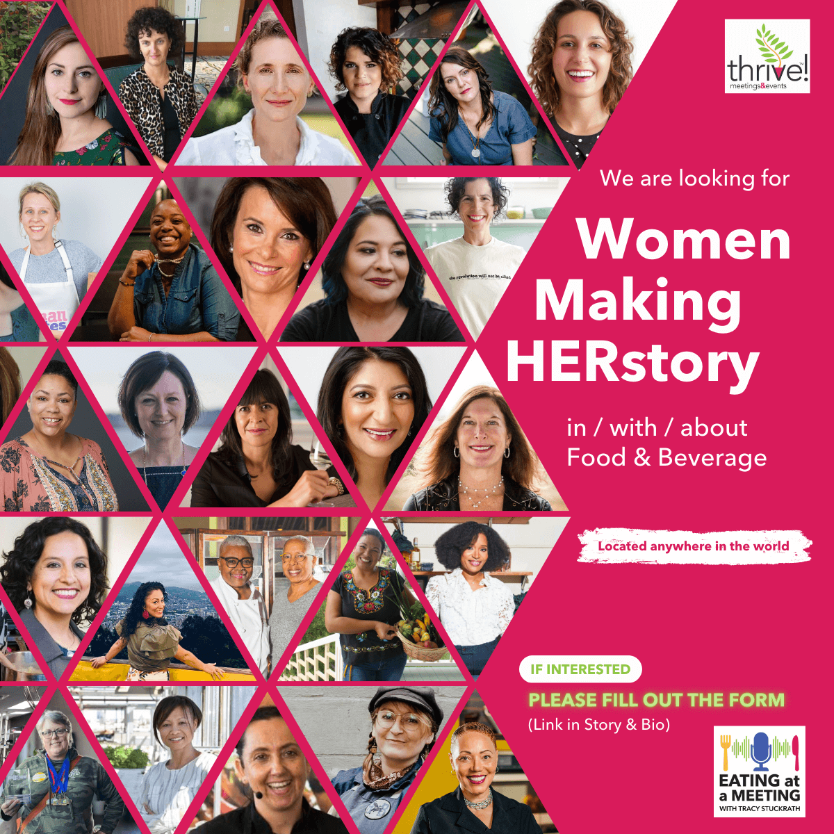 A grid of photos of women promoting the nomination for Women's HERstory month celebrating women in/on/about food and beverage