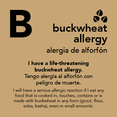 Buckwheat Allergy Meal Cards