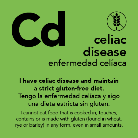Celiac Disease Meal Cards