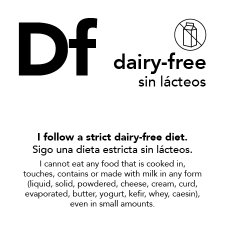 Dairy-Free Meal Card
