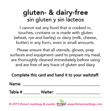 Gluten & Dairy-Free Meal Cards