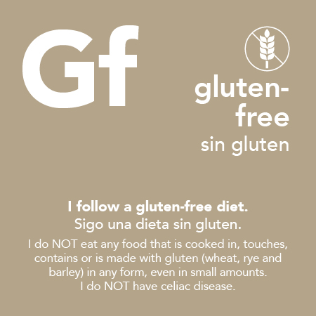 Gluten-Free Meal Card
