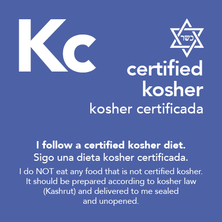 Kosher Certified Meal Cards