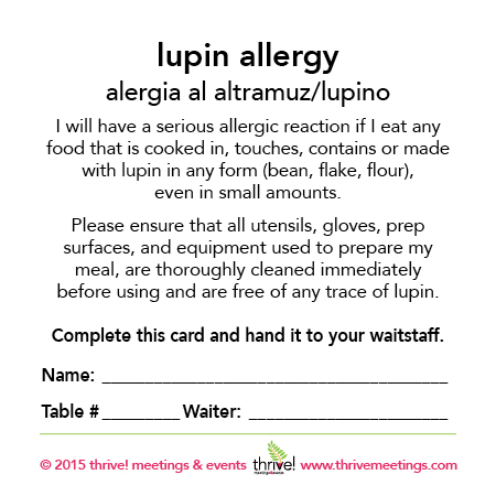 Lupin Allergy Meal Tickets