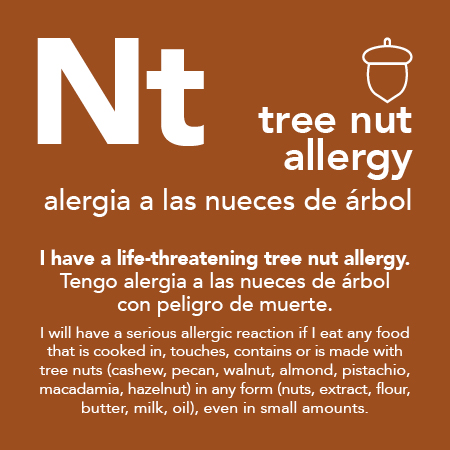 Tree Nut Allergy Meal Cards