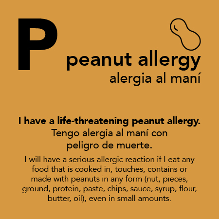 Peanut Allergy Meal Cards