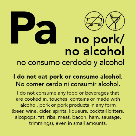 No Pork/Alcohol Meal Tickets