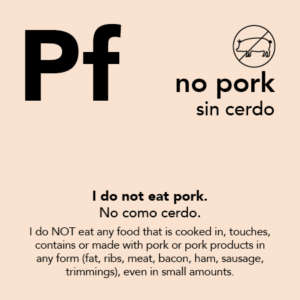 No Pork Meal Cards