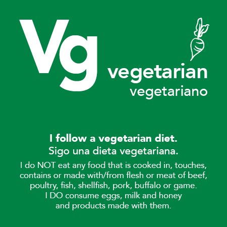 Vegetarian Meal Cards