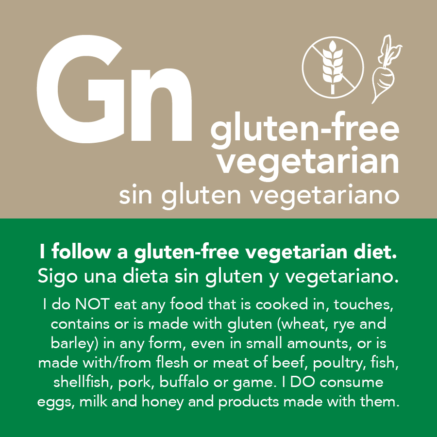 Gluten-Free Vegetarian Meal Card