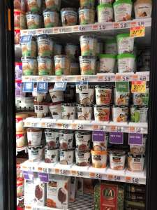 Ice Cream grocery shelf - reading the nutrition label is the only place to get the facts about food allergens