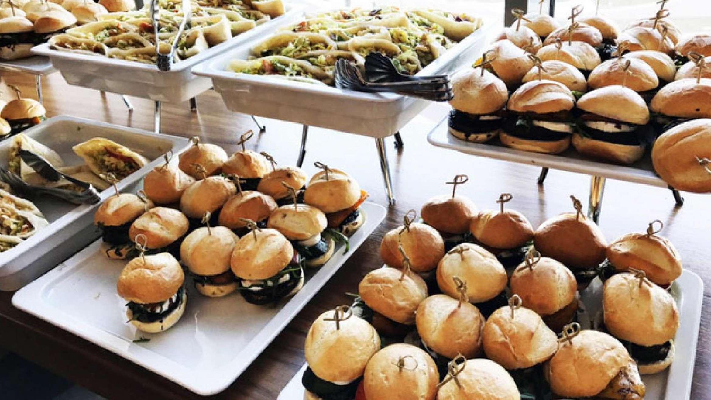Buffet of different types of sliders to illustrate a food footprint for climate change