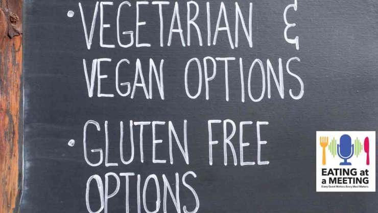 Charcoal menu board with vegetarian, vegan and gluten free options as dietary needs provided for