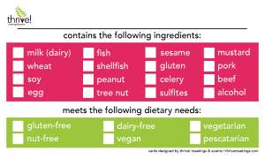 Dietary Needs Buffet Cards