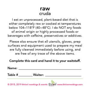 Raw Meal Cards